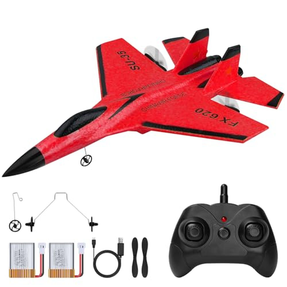 Henakmsl RC letadlo 2,4GHz SU35 Fighter RC Plane 2CH Remote Control RTF pro začátečníky, děti a dospělé, FX620 Plane Toy s barev